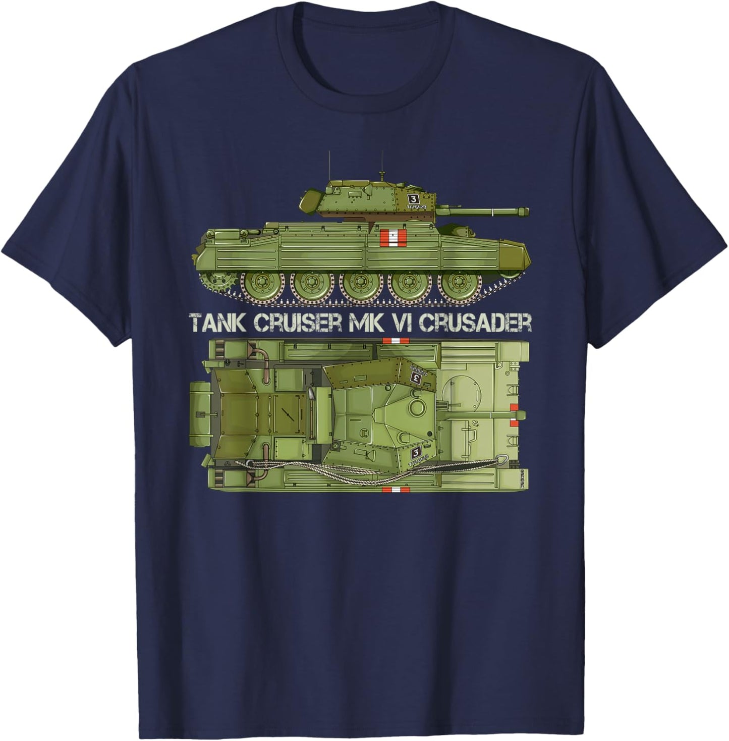 Tank Cruiser Mk VI Crusader British WW2 Diagram T-Shirt - T-Shirt | Navy