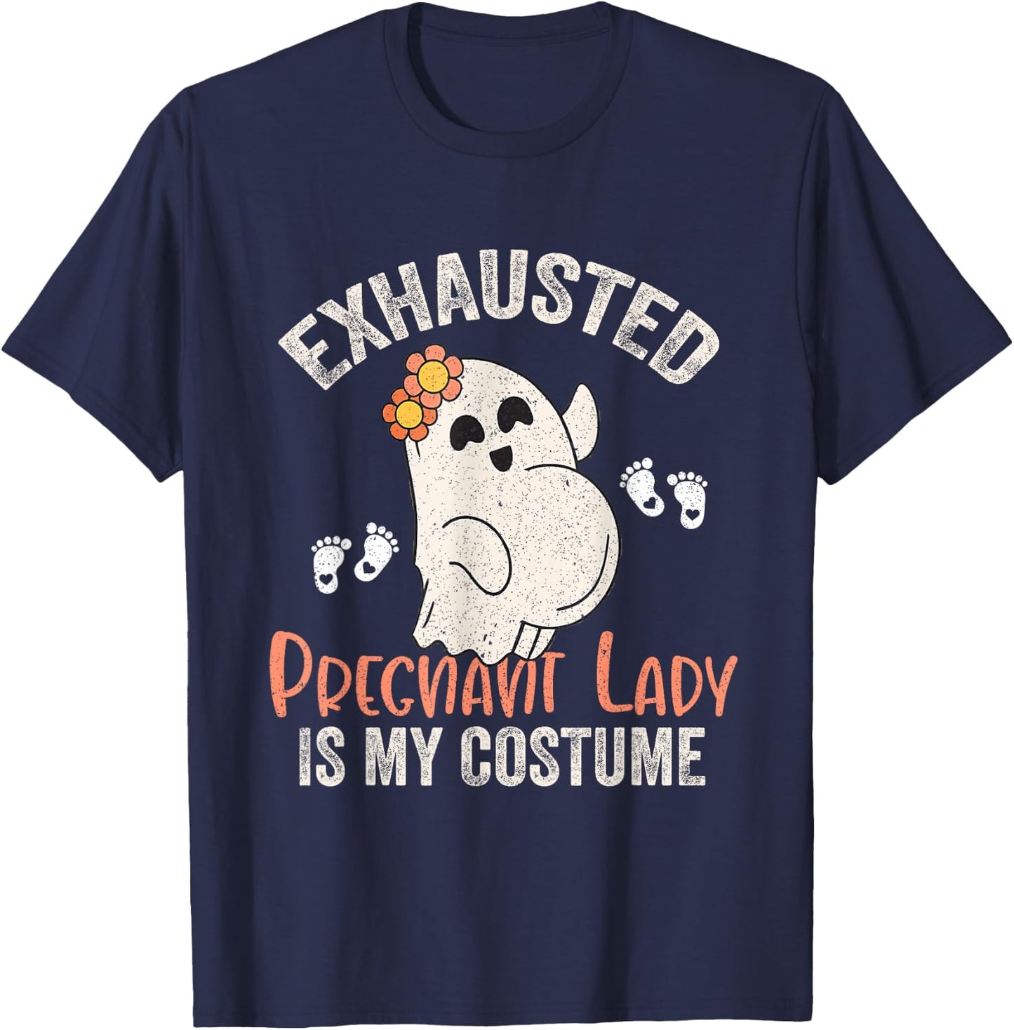 Exhausted Pregnant Lady Is My Costume Halloween Pregnancy T-Shirt - T-Shirt | Navy