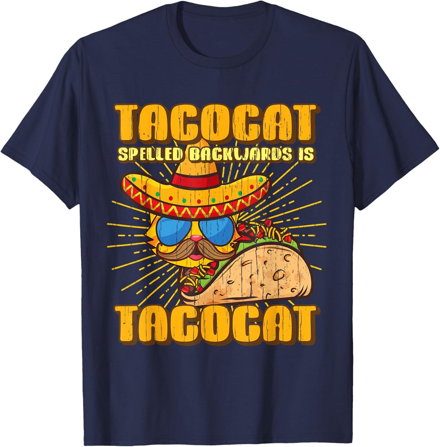 Tacocat Spelled Backwards Gift Cats and Taco Lover T-Shirt - T-Shirt | Navy