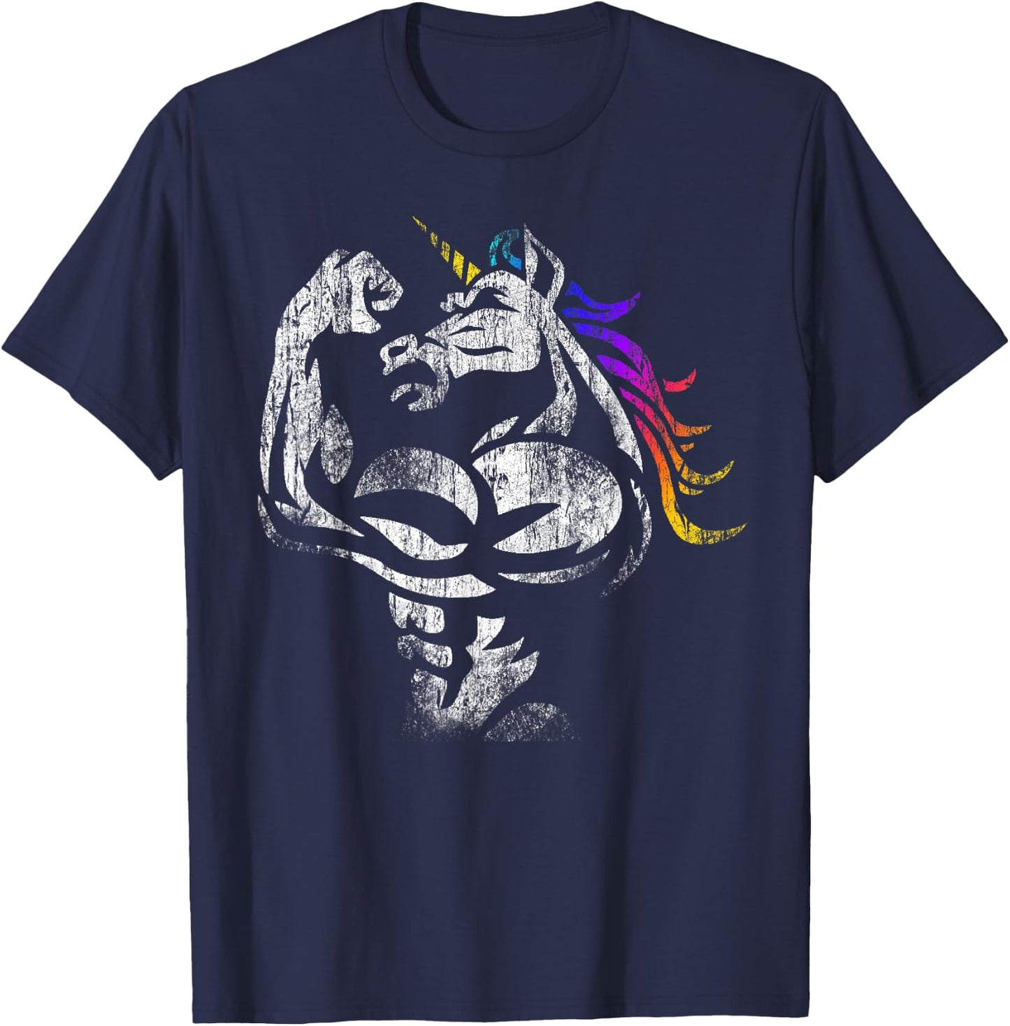 Muscle Unicorn Workout Fathers Day Gift Weightlifting Gym T-Shirt - T-Shirt | Navy