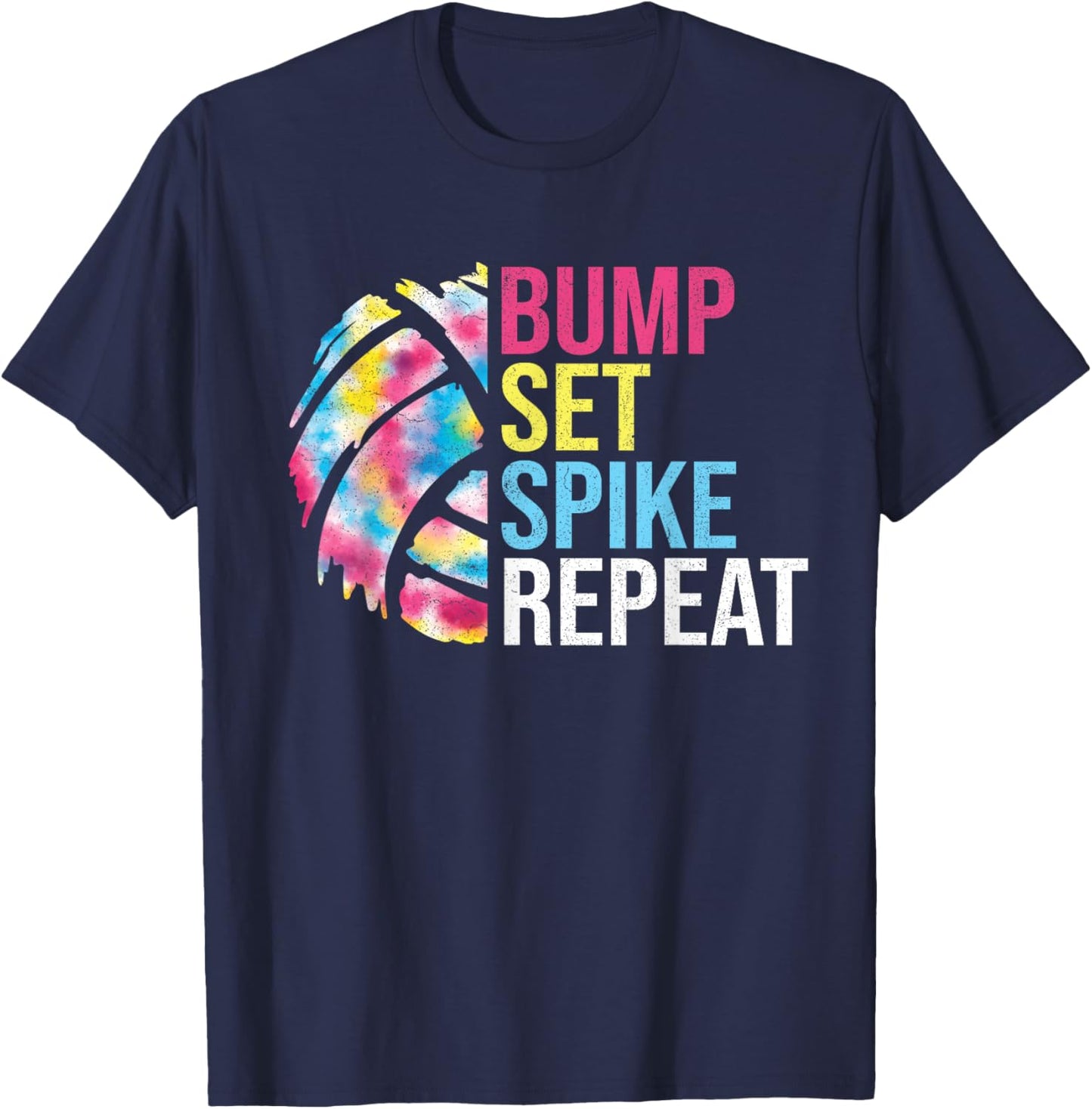 Bump Set Spike Repeat Volleyball Shirt For Girls Teens Women T-Shirt - T-Shirt | Navy