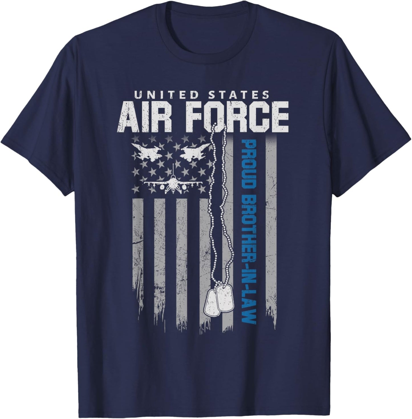 US Air Force Proud Brother-in-Law Flag USAF Family Matching T-Shirt - T-Shirt | Navy