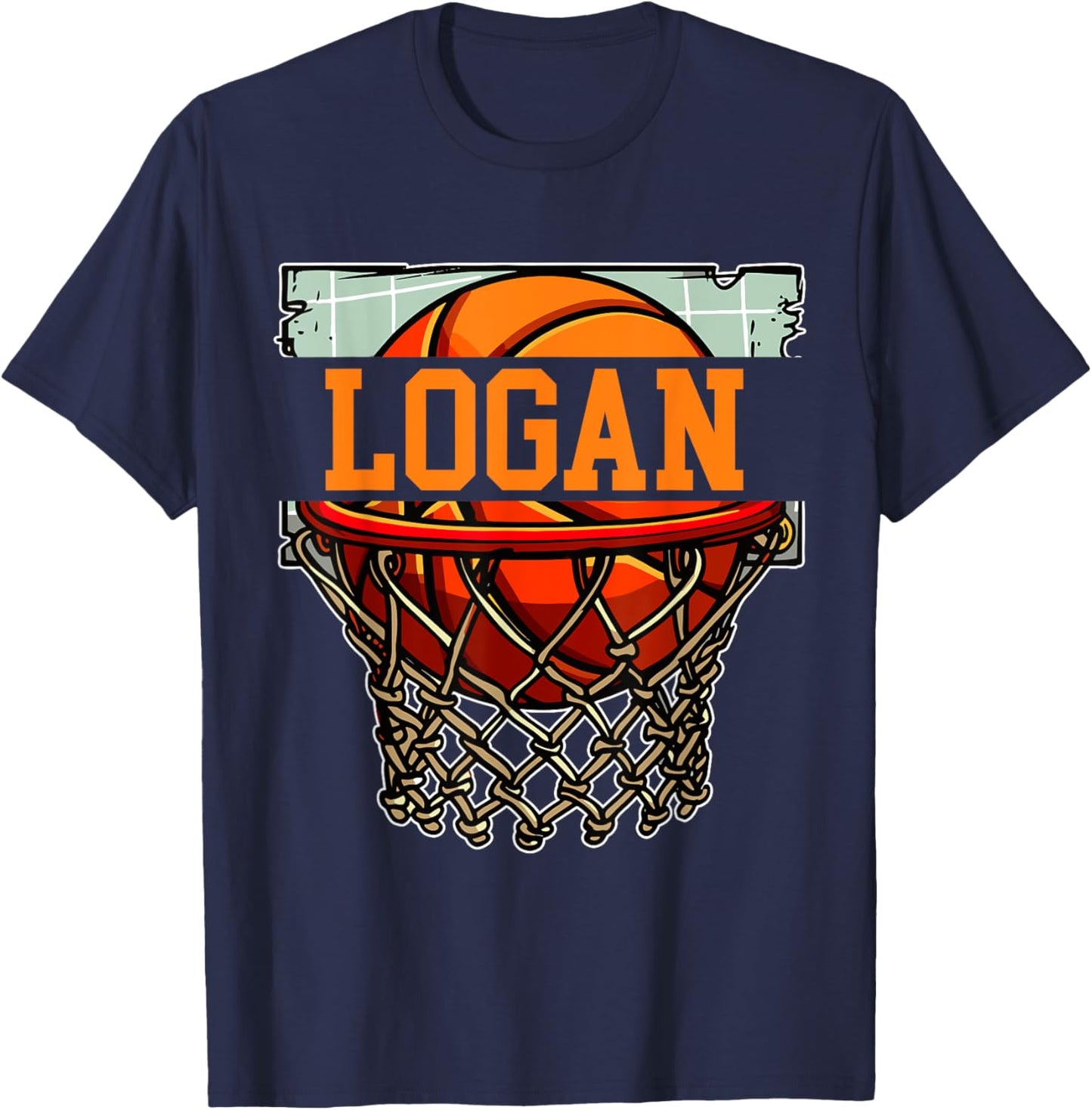 Logan Basketball Custom Name T-Shirt - T-Shirt | Navy