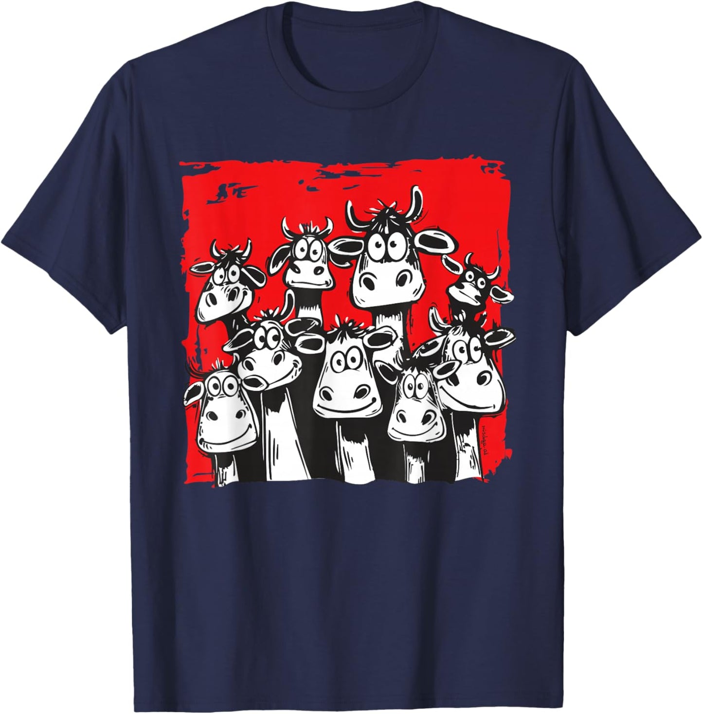 Kuhliebe Lustige Kuhillustration Lustige Kuhgesichter T-Shirt - T-Shirt | Navy