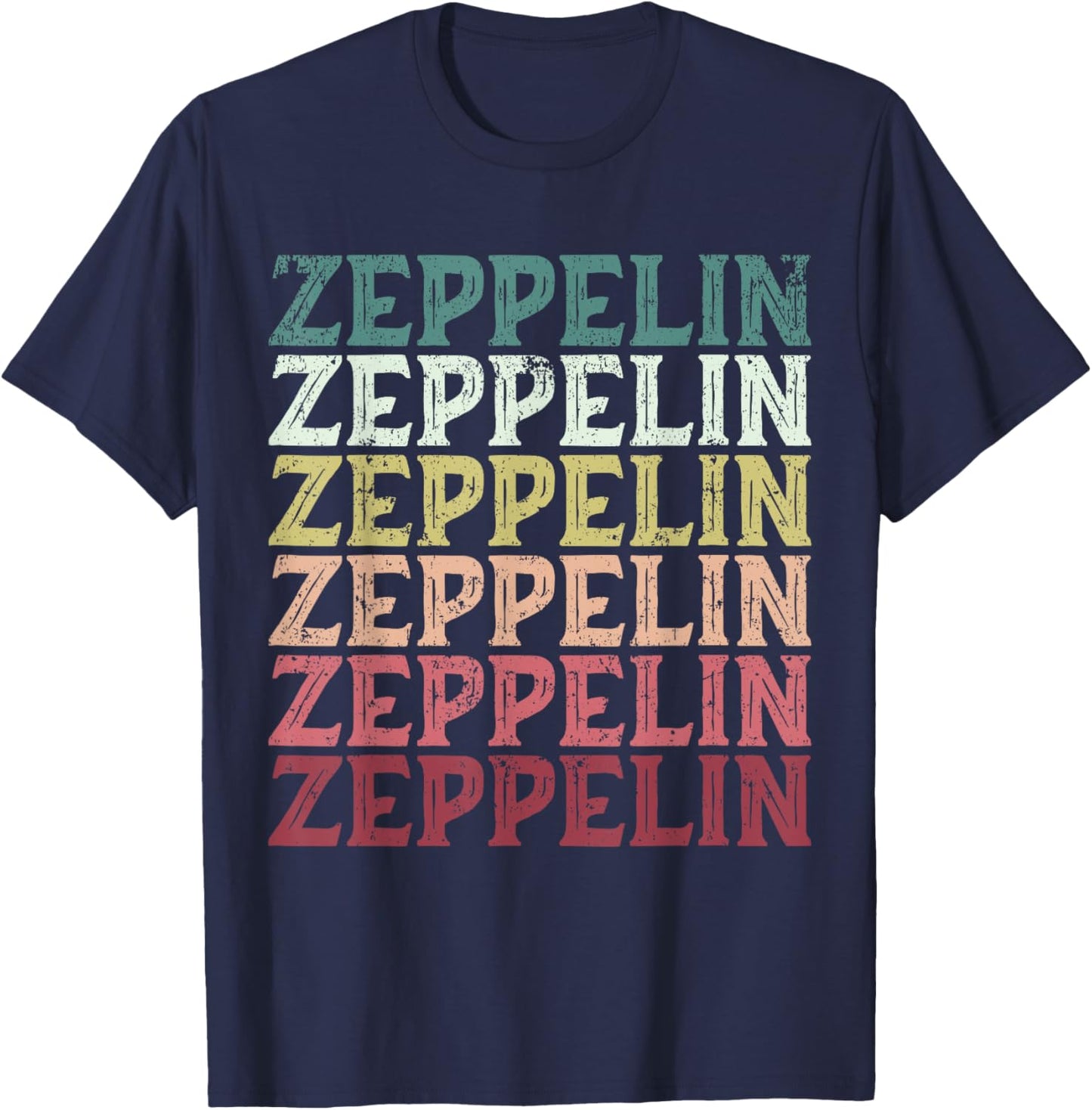 Retro Zeppelin 70s Dirigible Blimp Airship Zepelin Zepplin T-Shirt - T-Shirt | Navy