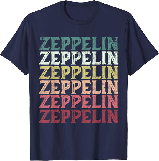 Retro Zeppelin 70s Dirigible Blimp Airship Zepelin Zepplin T-Shirt - T-Shirt | Navy