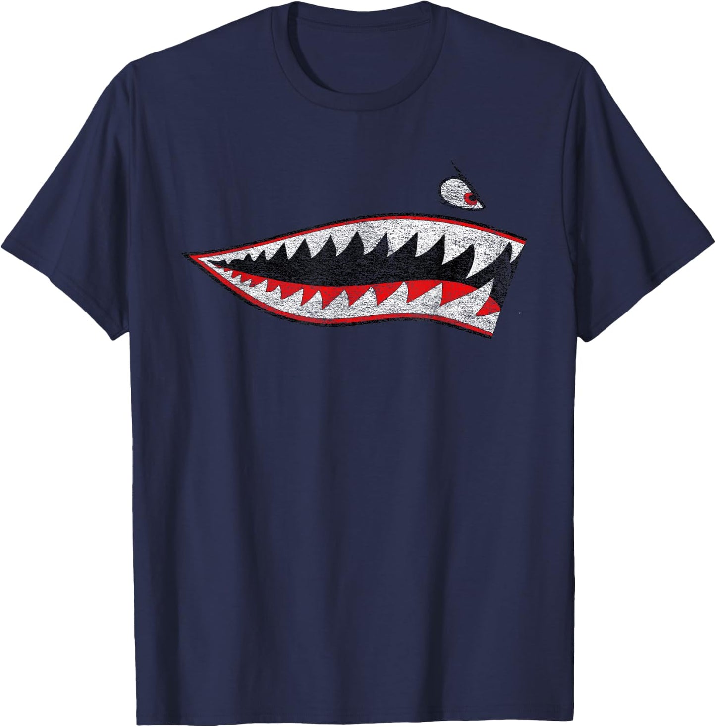 Shark Teeth Nose Art Warhawk P-40 A-10 Warthog War Plane T-Shirt - T-Shirt | Navy
