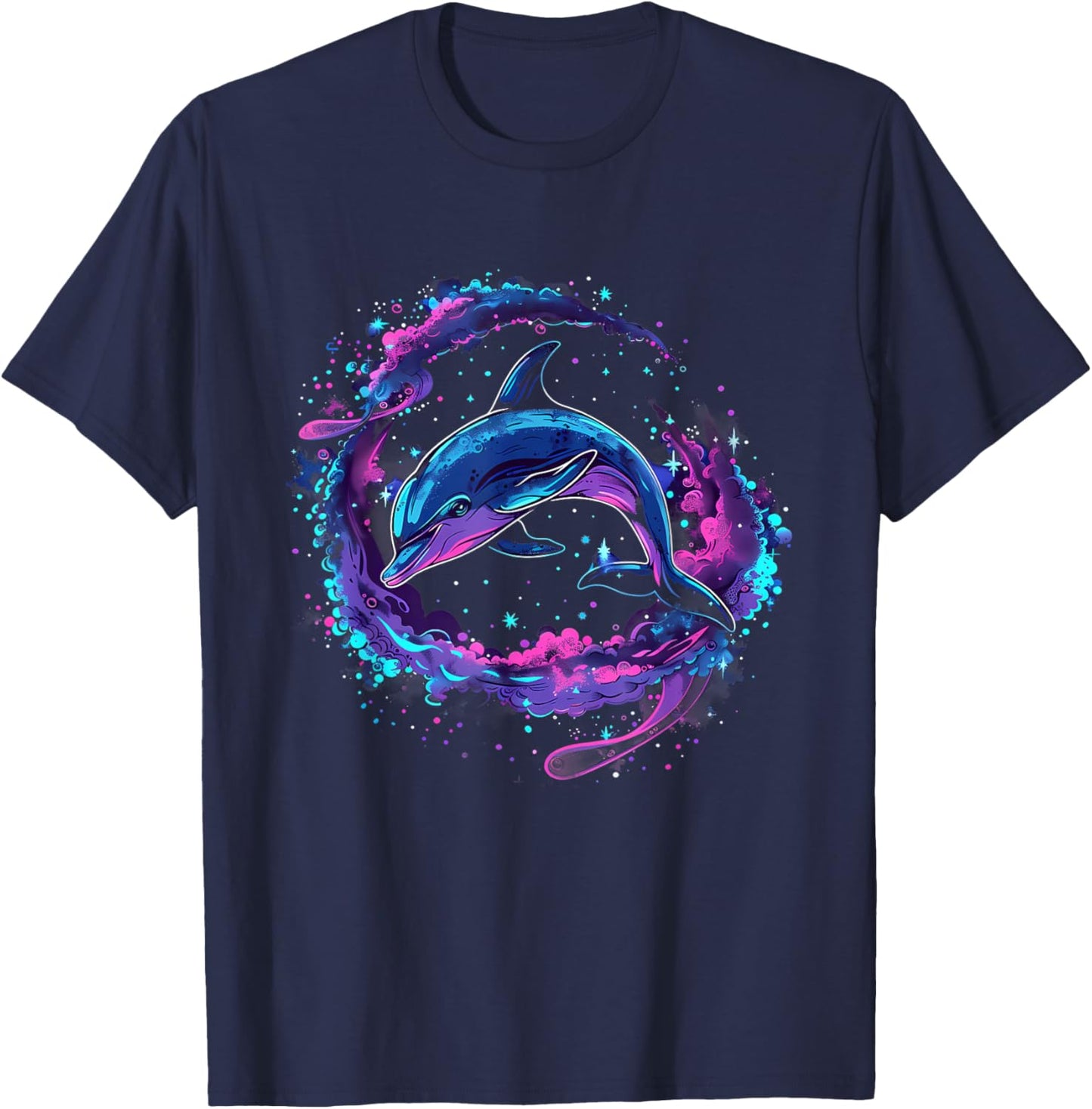 Dolphin Watercolor Sea Ocean Animal Ocean Sea Dolphin T-Shirt - T-Shirt | Navy