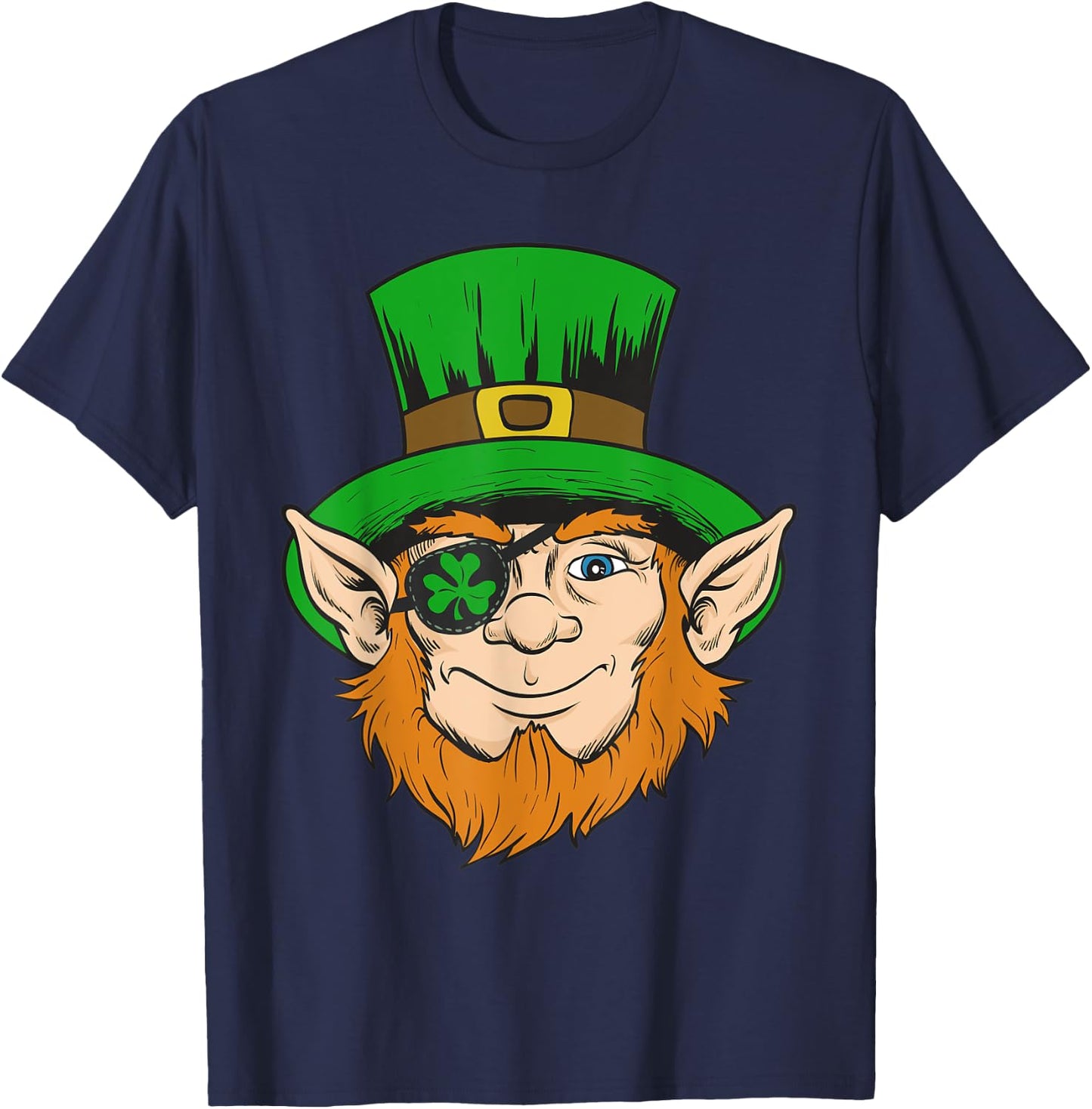 Pirate Eye Patch Shirt Clover Eyepatch Leprechaun St. Paddys T-Shirt - T-Shirt | Navy