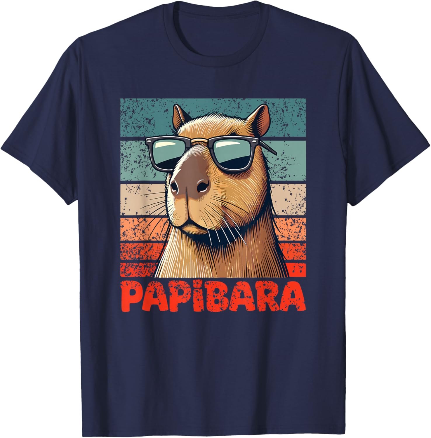 Papibara Meilleur Papa Pour La Fête Des Pères Capybara T-Shirt - T-Shirt | Navy