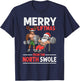 Merry Liftmas from North Swole Muscle Santa Weightlifting T-Shirt - T-Shirt | Navy