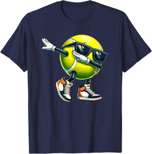 Dabbing Tennis Ball With Sunglasses Funny Sports Player T-Shirt - T-Shirt | Navy