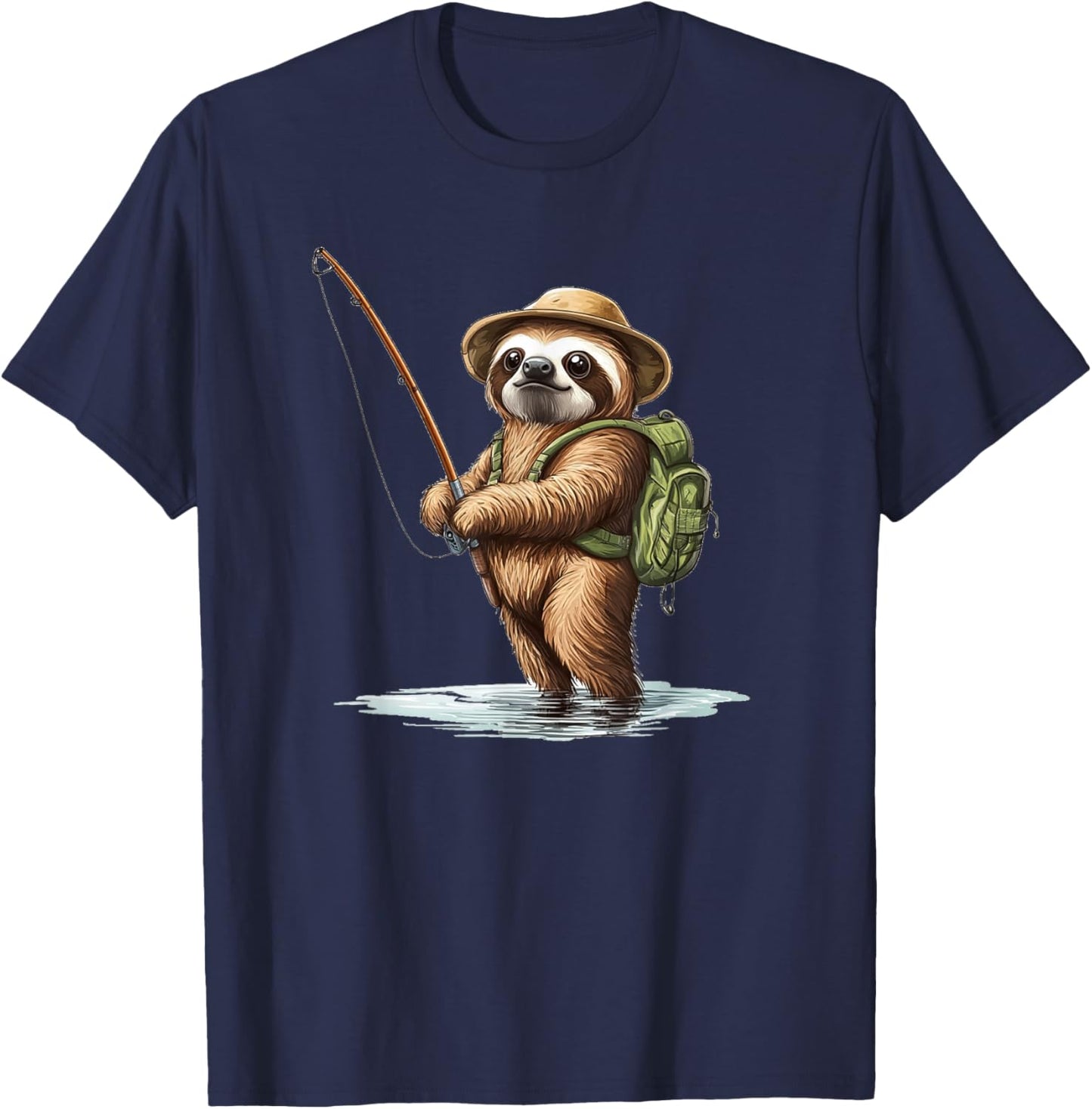 Catch the Fun with Sloth’s Fishing Adventure Outfit T-Shirt - T-Shirt | Navy