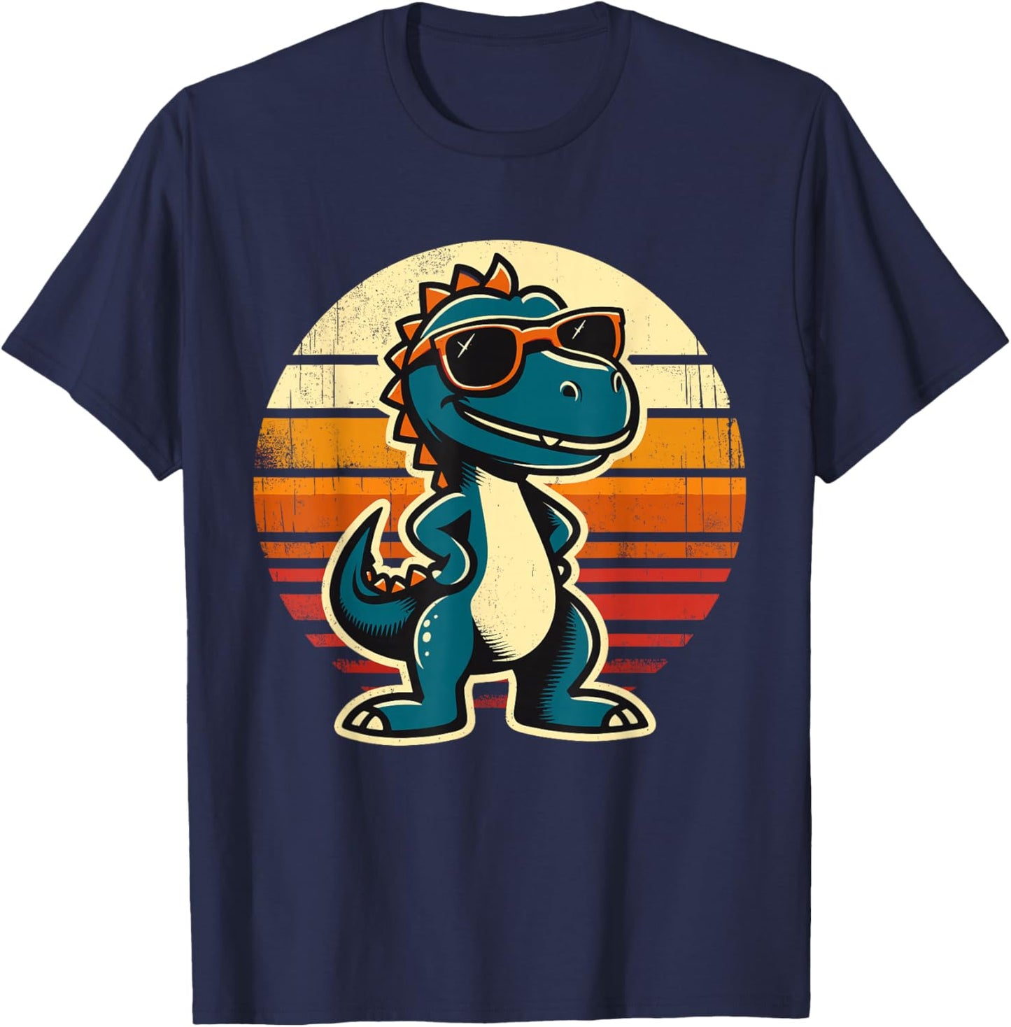 Dinosaur T-Rex Retro Funny Dinosaur T-Shirt - T-Shirt | Navy