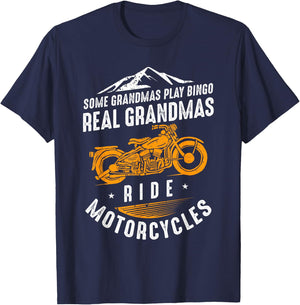 Some Grandmas Play Bingo - Real Grandmas Ride Motorcycles T-Shirt - T-Shirt | Navy