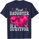 Proud Daughter Of Survivor Breast Cancer Boxing Gloves Pink T-Shirt - T-Shirt | Navy