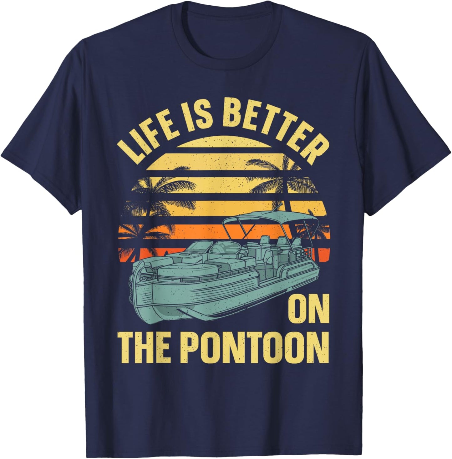 Funny Pontoon Boat Art Women Boating Pontoon Captain T-Shirt - T-Shirt | Navy