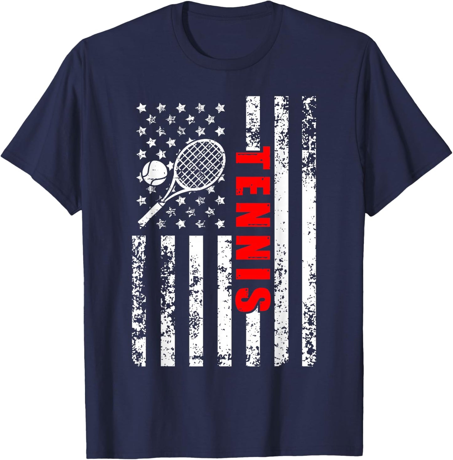 US American Flag Tennis Patriotic women kids Tennis T-Shirt - T-Shirt | Navy