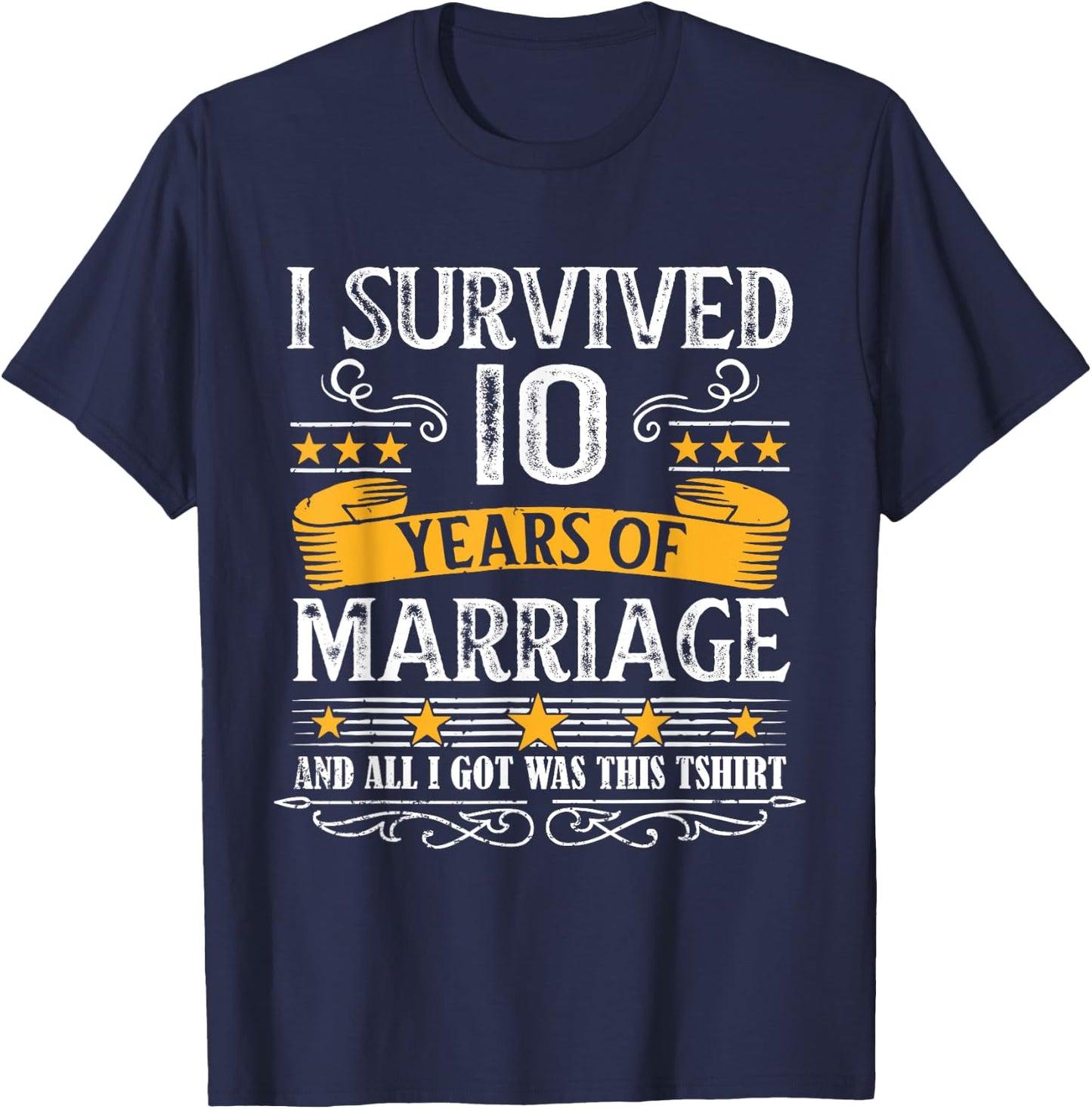 10th Wedding Anniversary shirt Couples Husband Wife 10 Years T-Shirt - T-Shirt | Navy