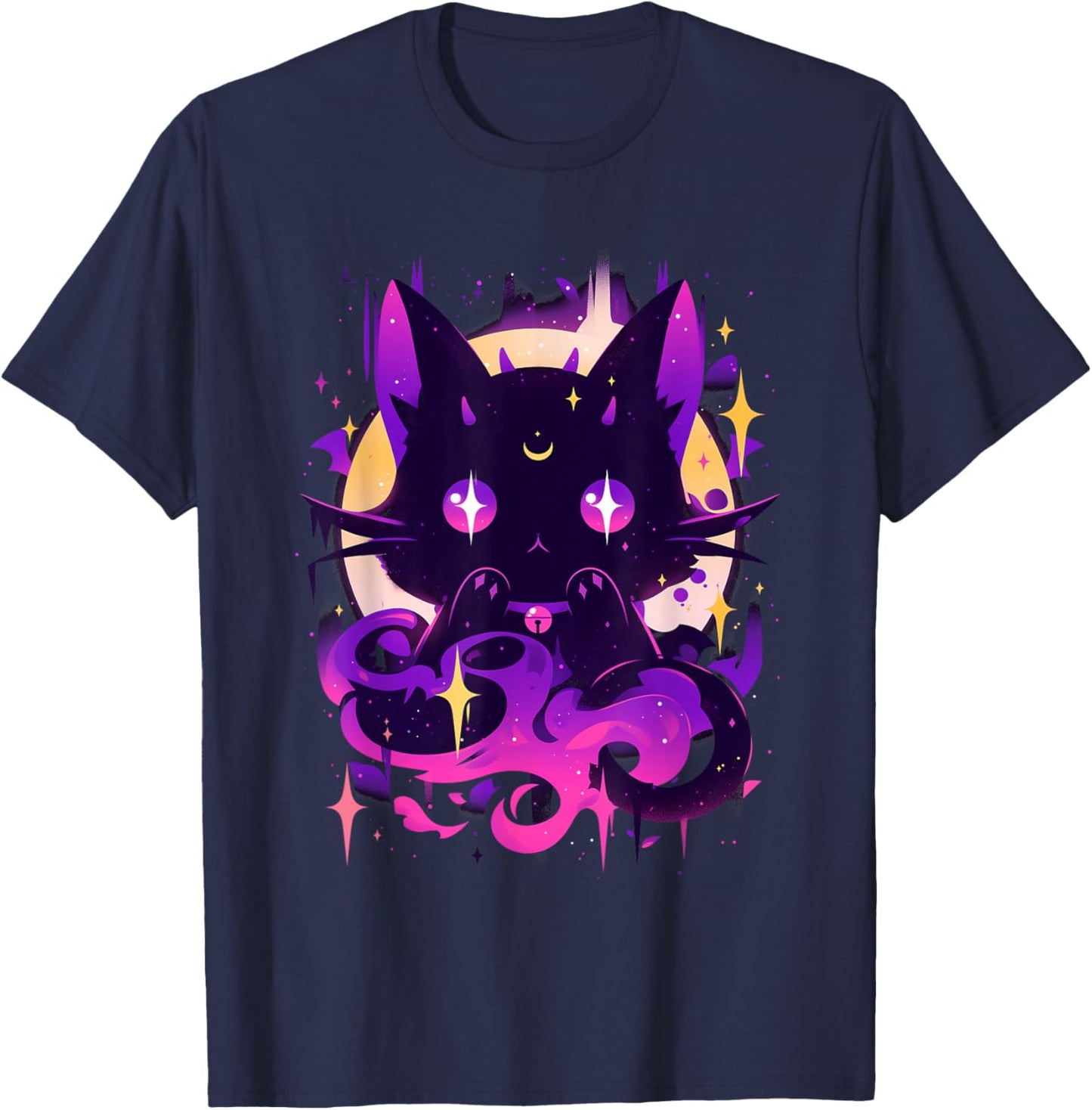 Yami Kawaii Devil Cat Creepy Cute Pastel Goth Japanese T-Shirt - T-Shirt | Navy