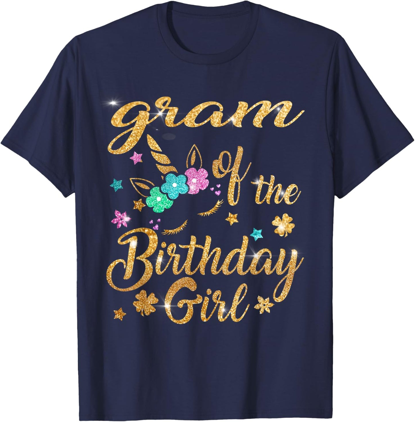 Gram of The Birthday Girl Unicorn Grandma T-Shirt - T-Shirt | Navy