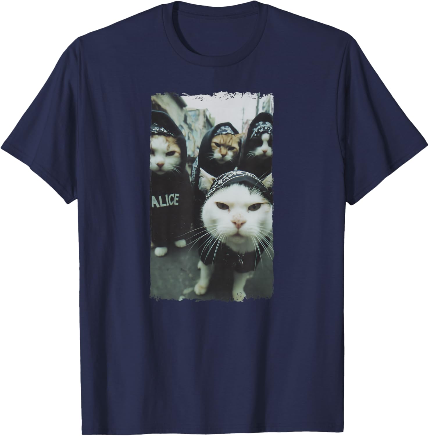 Gangster Katzen Streetwear Cooles Katzenmotiv Lustig T-Shirt - T-Shirt | Navy