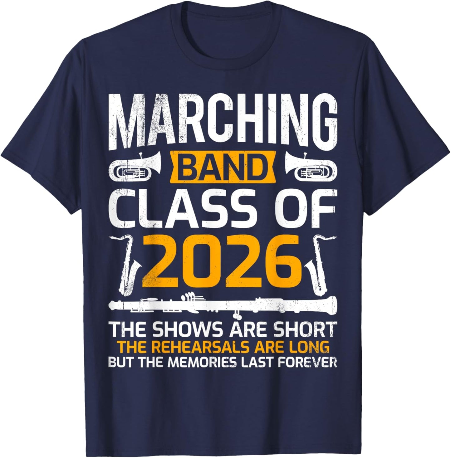 Marching Band Class of 2026 Music Senior Graduation Gifts T-Shirt - T-Shirt | Navy
