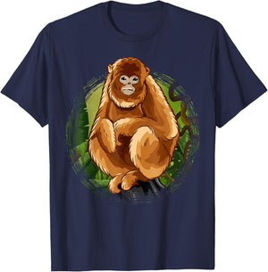 Golden Snub-Nosed Monkey Cute Monkey T-Shirt - T-Shirt | Navy