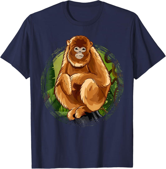 Golden Snub-Nosed Monkey Cute Monkey T-Shirt - T-Shirt | Navy