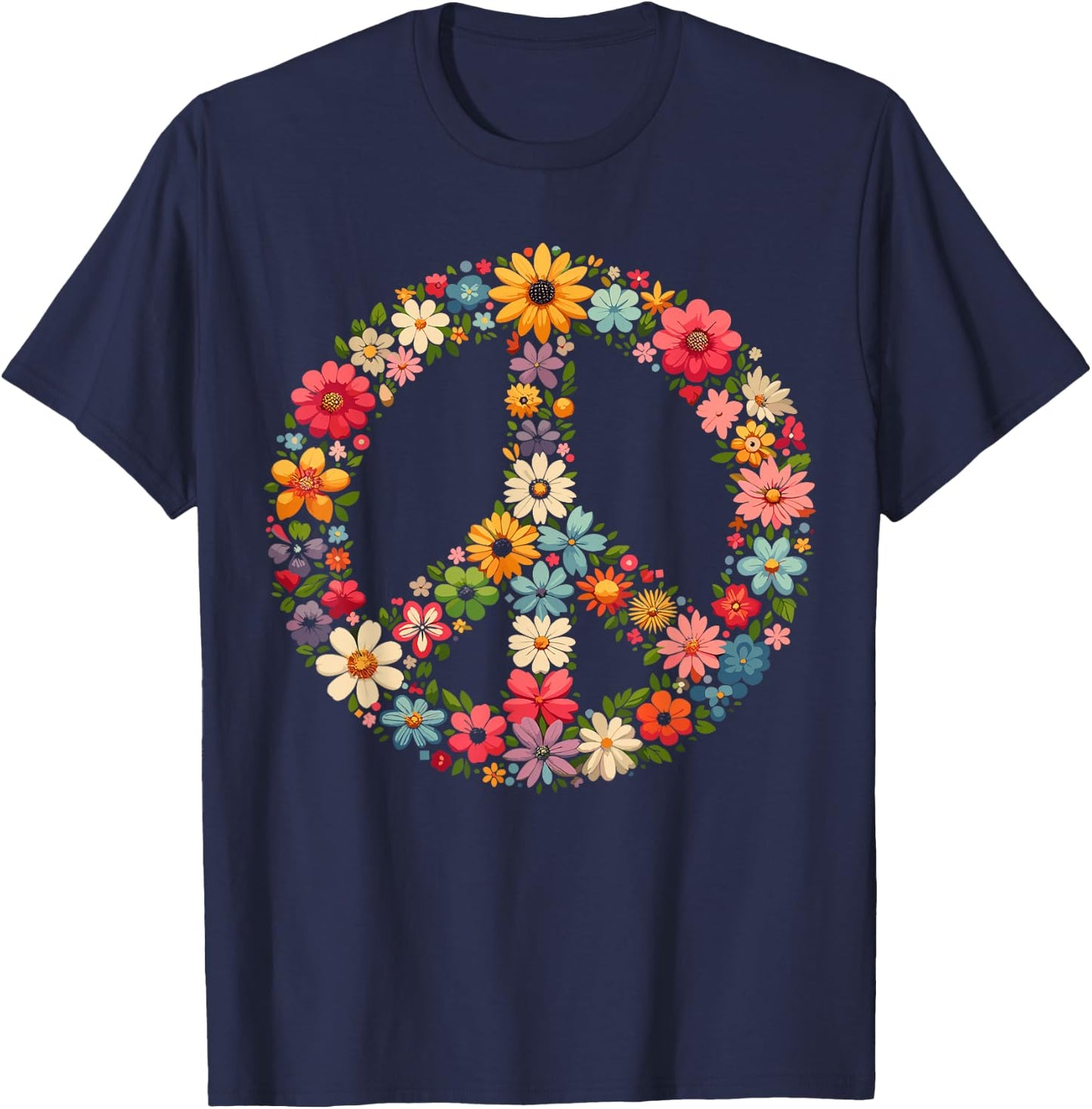 Peace Flower Lover Hippie T-Shirt - T-Shirt | Navy