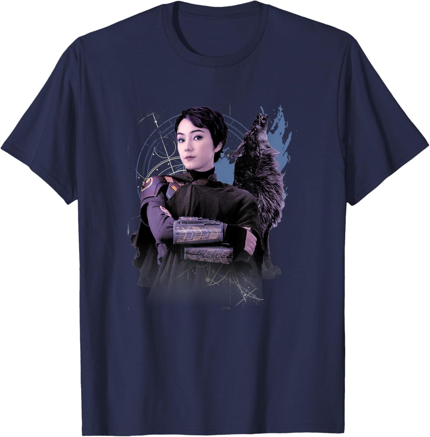 Star Wars: Ahsoka Sabine Wren Warrior Epic Big Chest Poster T-Shirt - T-Shirt | Navy