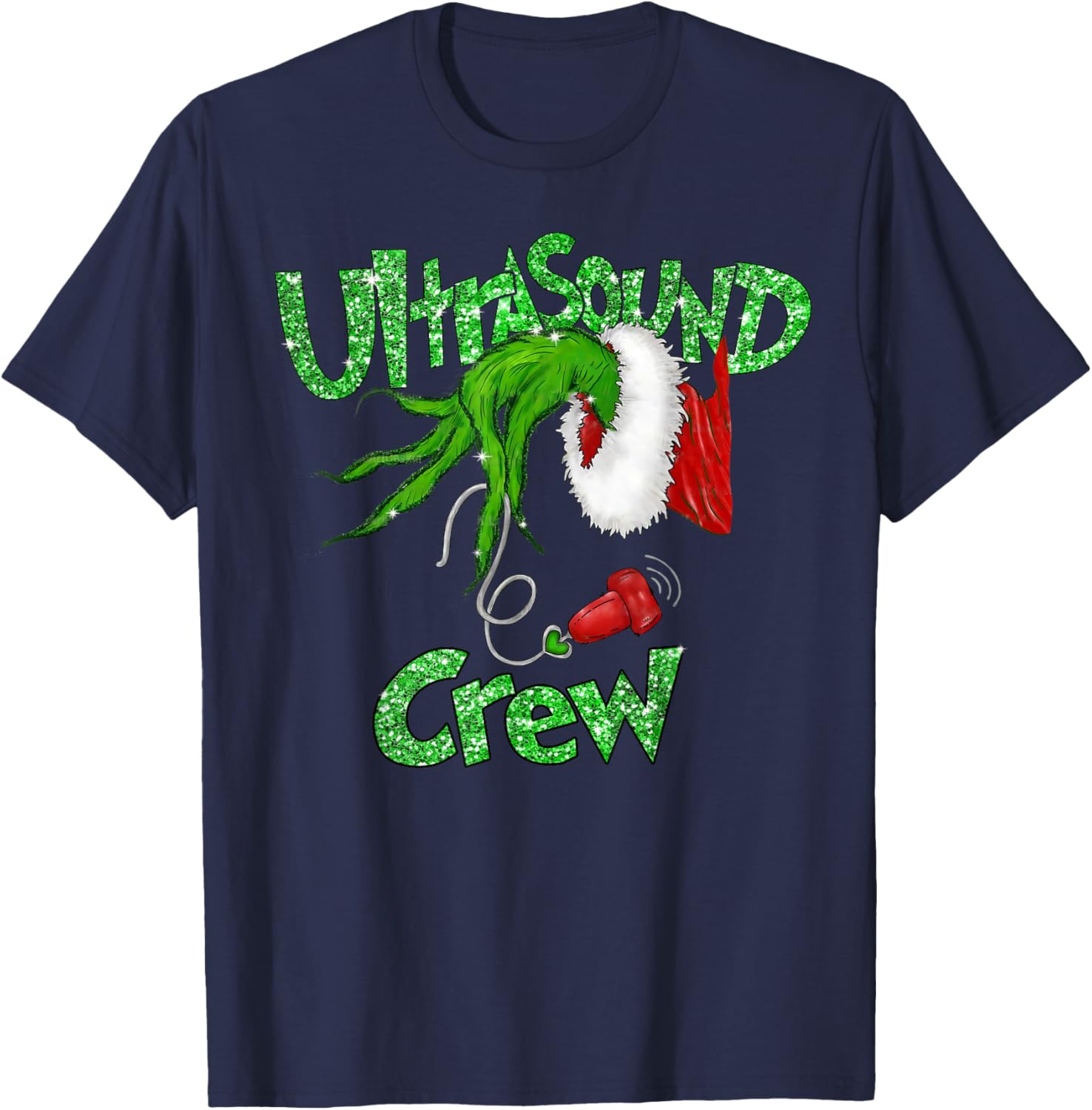 Ultrasound Crew Sonographer Merry Christmas Xmas Pajamas T-Shirt - T-Shirt | Navy