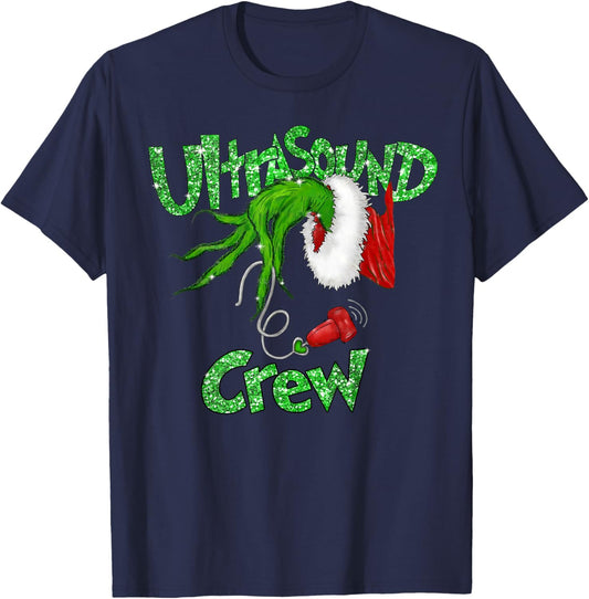Ultrasound Crew Sonographer Merry Christmas Xmas Pajamas T-Shirt - T-Shirt | Navy