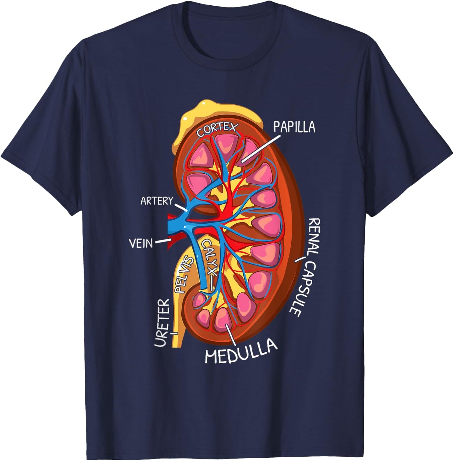 Kidney Anatomy Nephrology Dialysis Nurse T-Shirt - T-Shirt | Navy