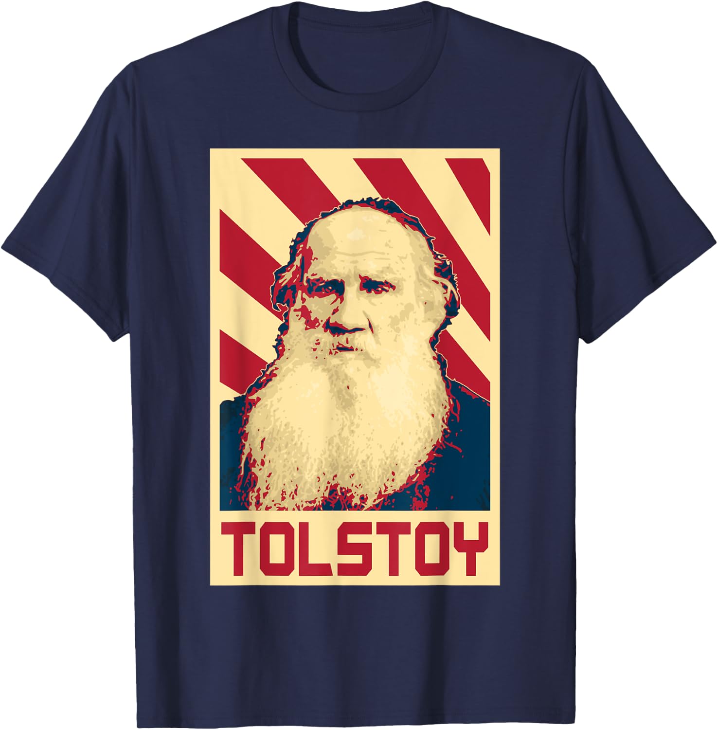 Leo Tolstoy Retro Propaganda T-Shirt - T-Shirt | Navy