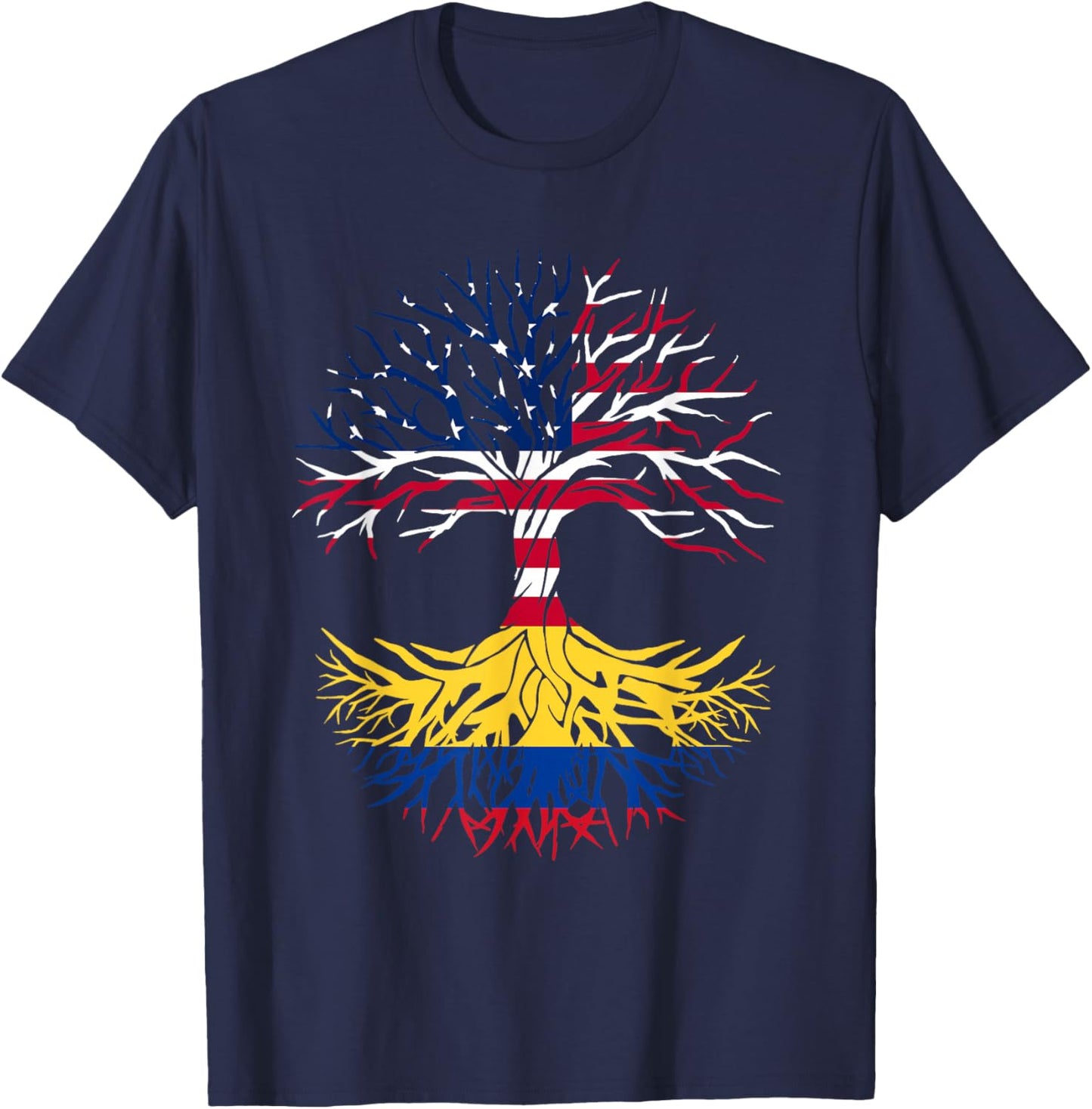 Colombian Roots American Grown Tree Flag USA Colombia Gift T-Shirt - T-Shirt | Navy