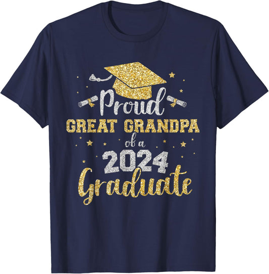 Proud great grandpa class of 2024 graduate senior graduation T-Shirt - T-Shirt | Navy
