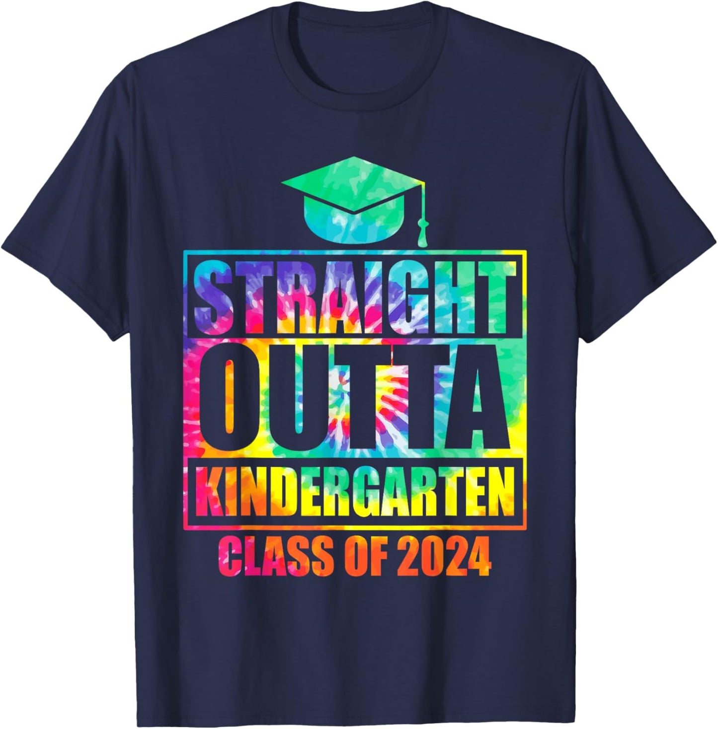 Straight Outta Kindergarten School Graduation Class Of 2024 T-Shirt - T-Shirt | Navy