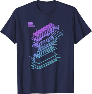All Things Geek by MCMA Mechanical Keyboard Patent Drawing Graphic Design Art T-Shirt - T-Shirt | Navy