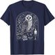 Wiccan Witch Owl With Candle Illustration, Version 1 of 6 T-Shirt - T-Shirt | Navy
