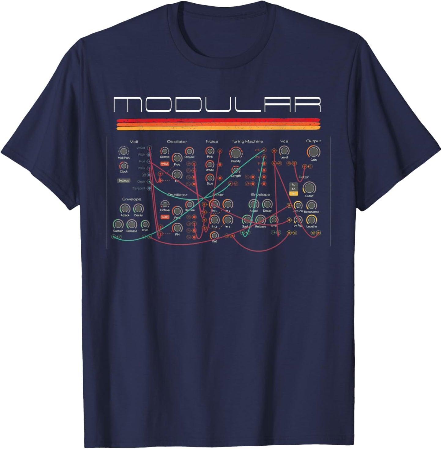 Best Synth Art Vintage Modular Synth Analog Audio Engineer Synth Nerd T-Shirt - T-Shirt | Navy