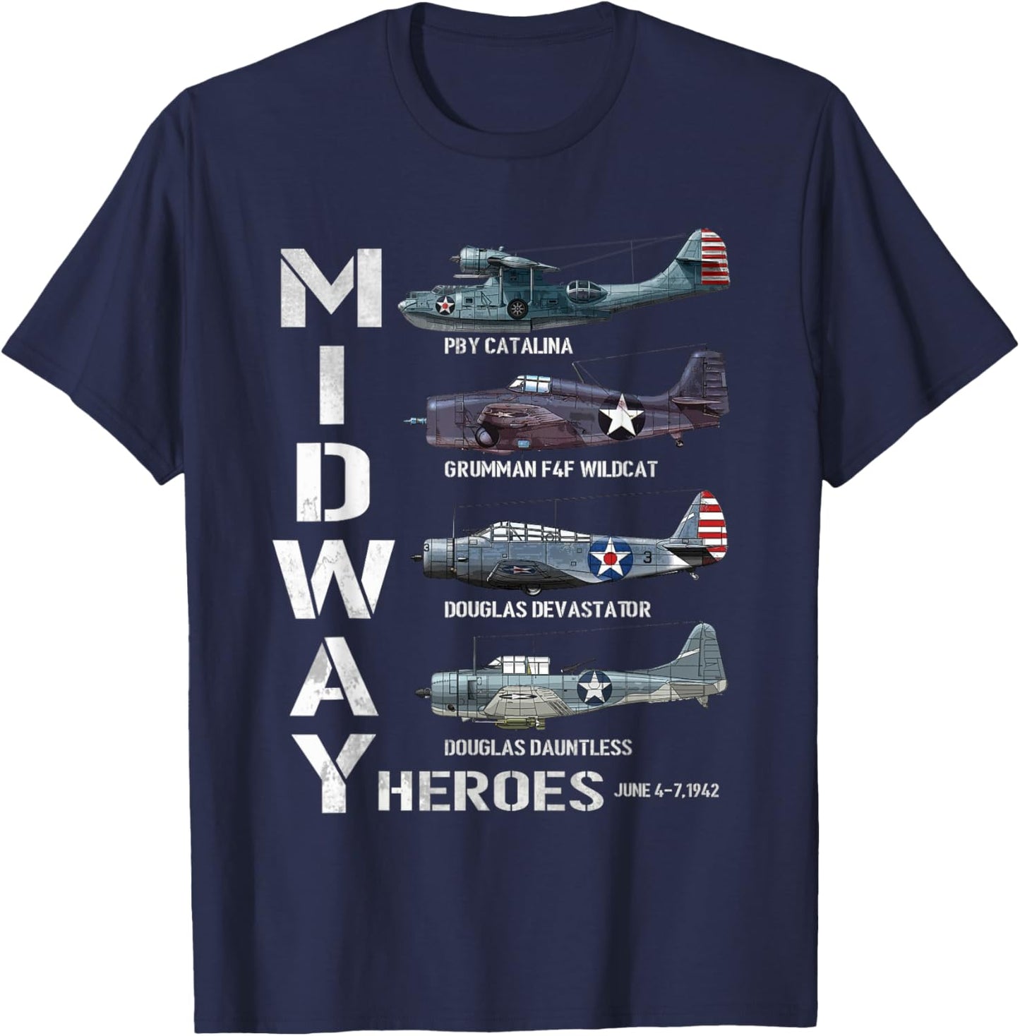 The Battle of Midway Plane Spotting American WW2 Aircraft T-Shirt - T-Shirt | Navy