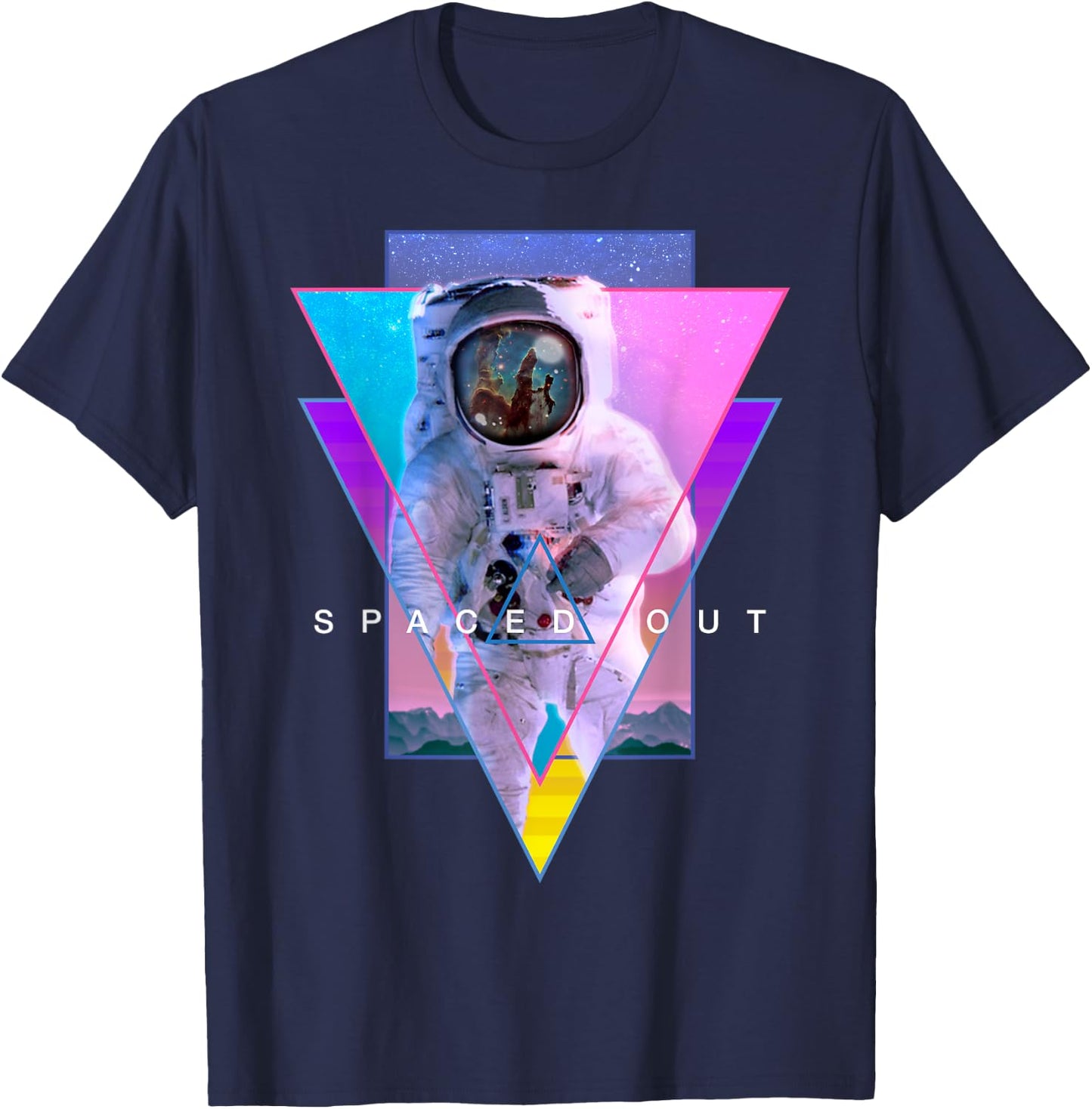 Astronaut Spaced Out Aesthetic Vaporwave Outer Space Art T-Shirt - T-Shirt | Navy