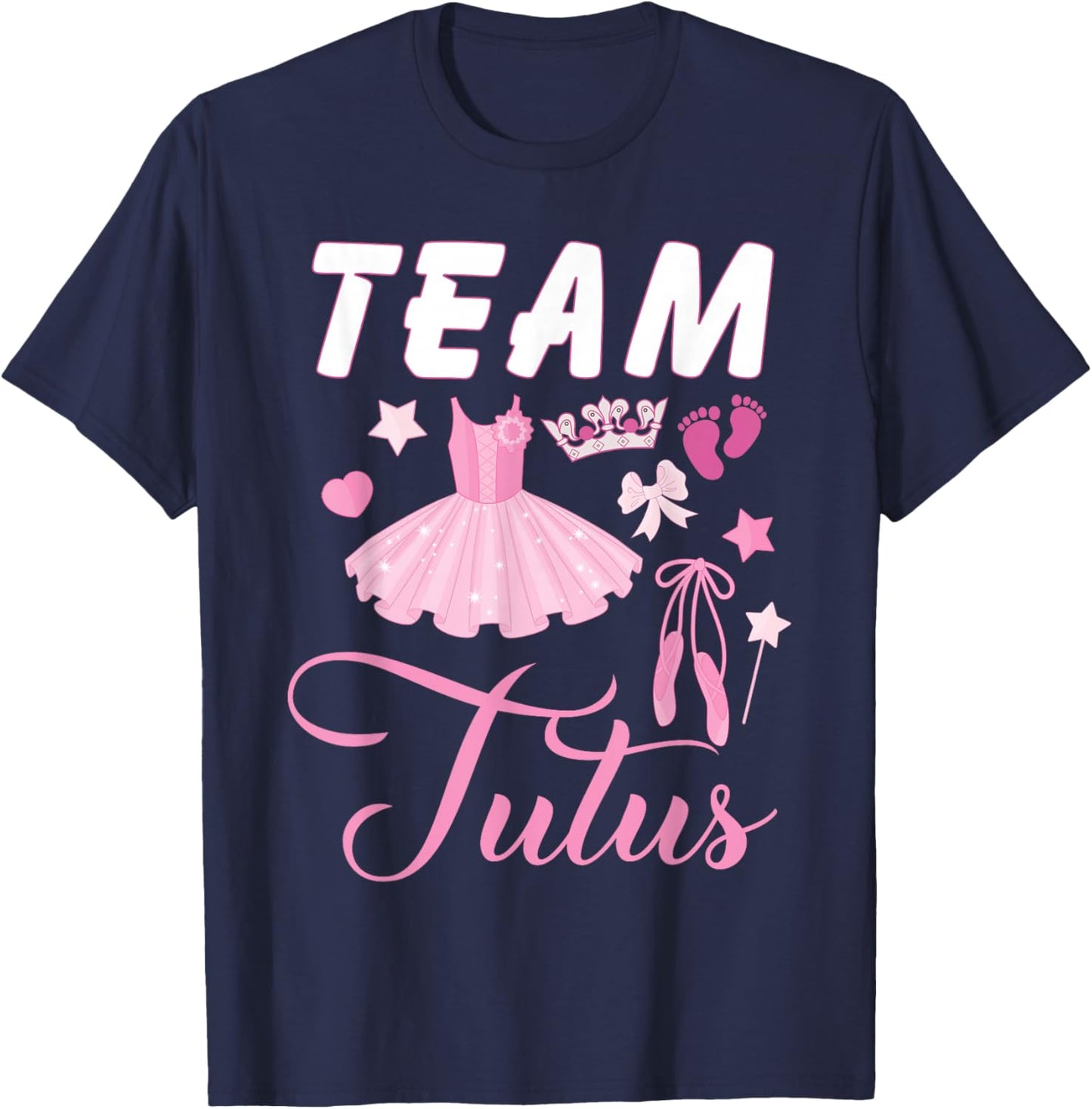 Touchdowns or Tutus Gender Reveal Baby Shower Team Boy Girl T-Shirt - T-Shirt | Navy