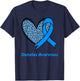 In November We Wear Blue Diabetes Awareness Leopard Ribbon T-Shirt - T-Shirt | Navy