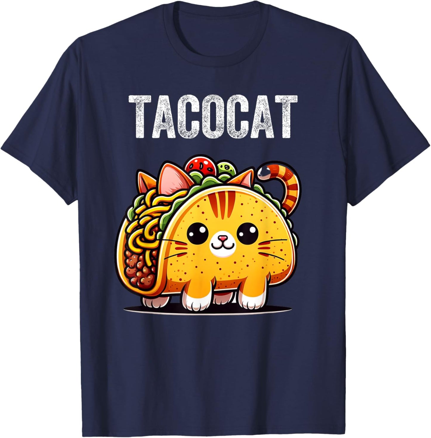 Tacocat Spelled Backwards is Taco Cat, Love Cat And Taco T-Shirt - T-Shirt | Navy