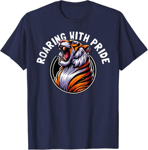 Roaring Tiger Animal Lover Wildlife Nature Graphic T-Shirt - T-Shirt | Navy