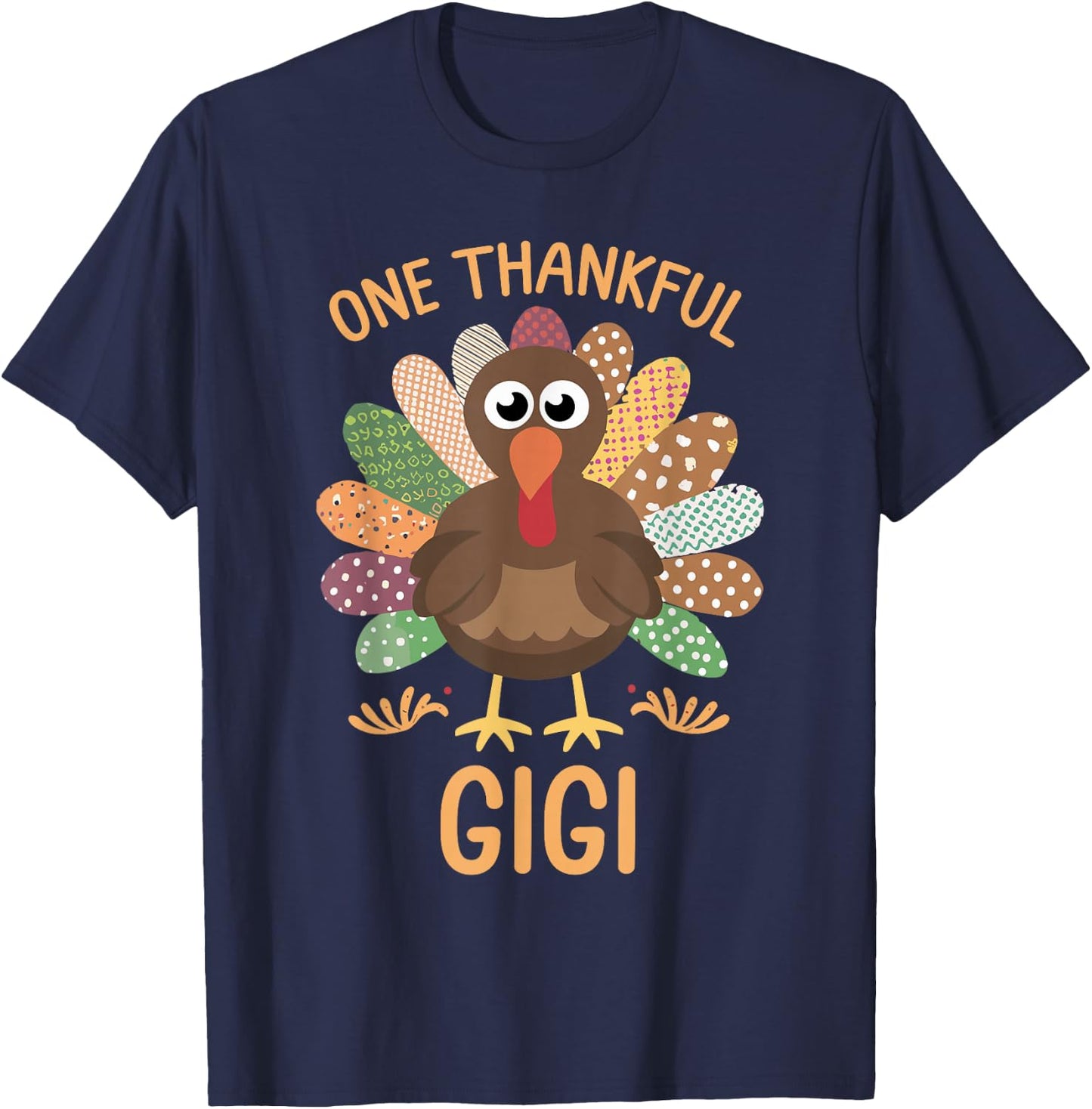 Thanksgiving Turkey - One Thankful Gigi T-Shirt - T-Shirt | Navy