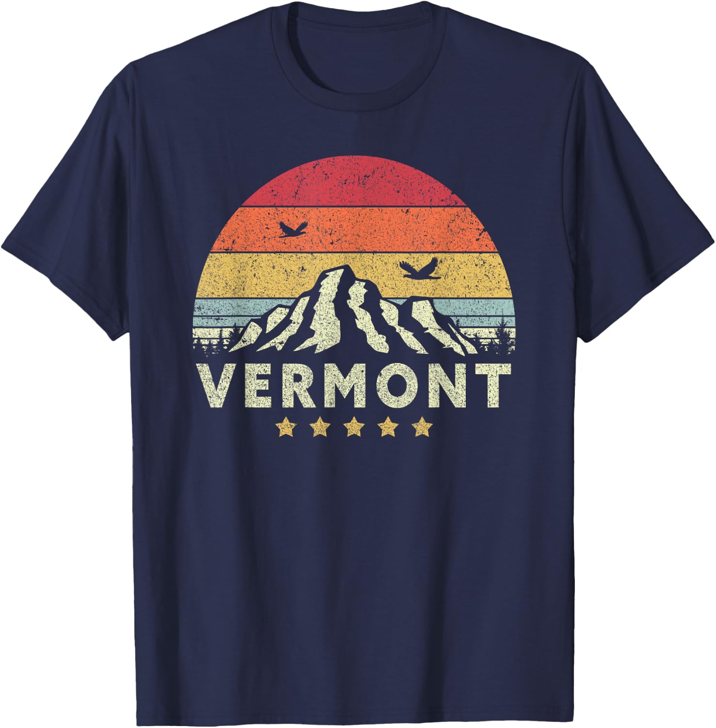 Vermont Shirt. Retro Style VT, USA T-Shirt - T-Shirt | Navy