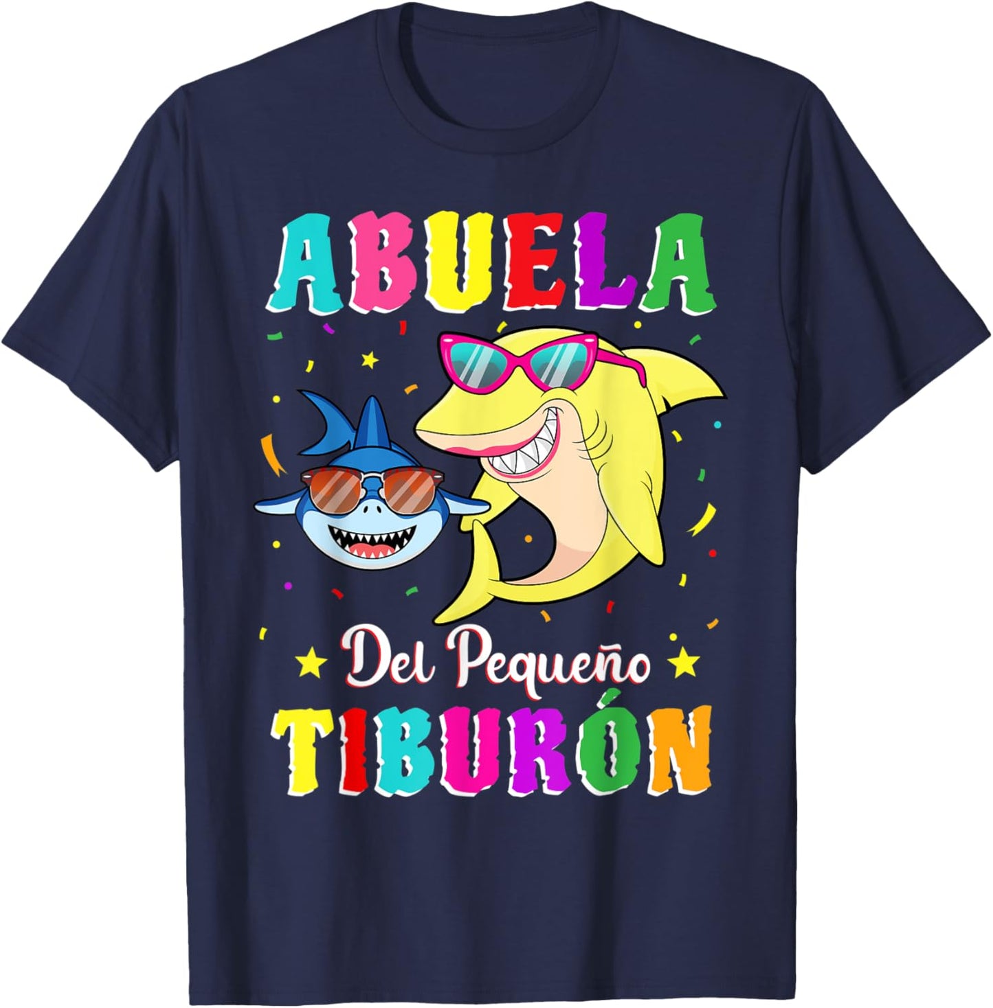 Abuela del Pequeño Tiburón nieto cumpleaños tiburón T-Shirt - T-Shirt | Navy